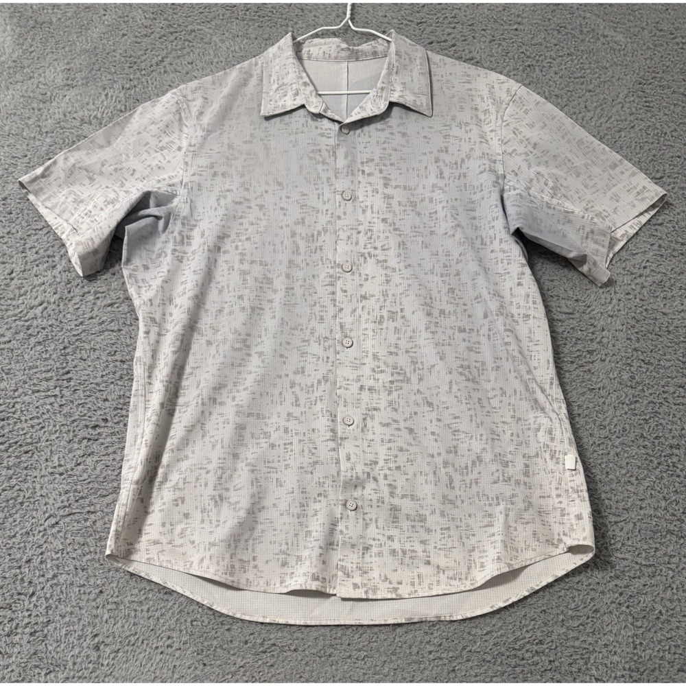 LULULEMON Airing Easy Button Down Shirt Mens Stretch Print Golf Beach - Picture 4 of 8